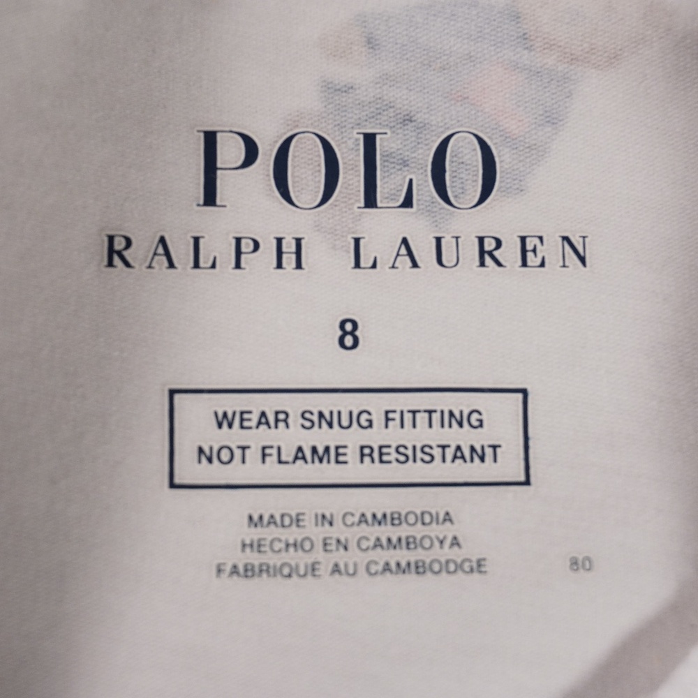 Polo Ralph Lauren Girl Bear Pajama Set White Cotton Size 8 Brand New - Picture 4 of 9